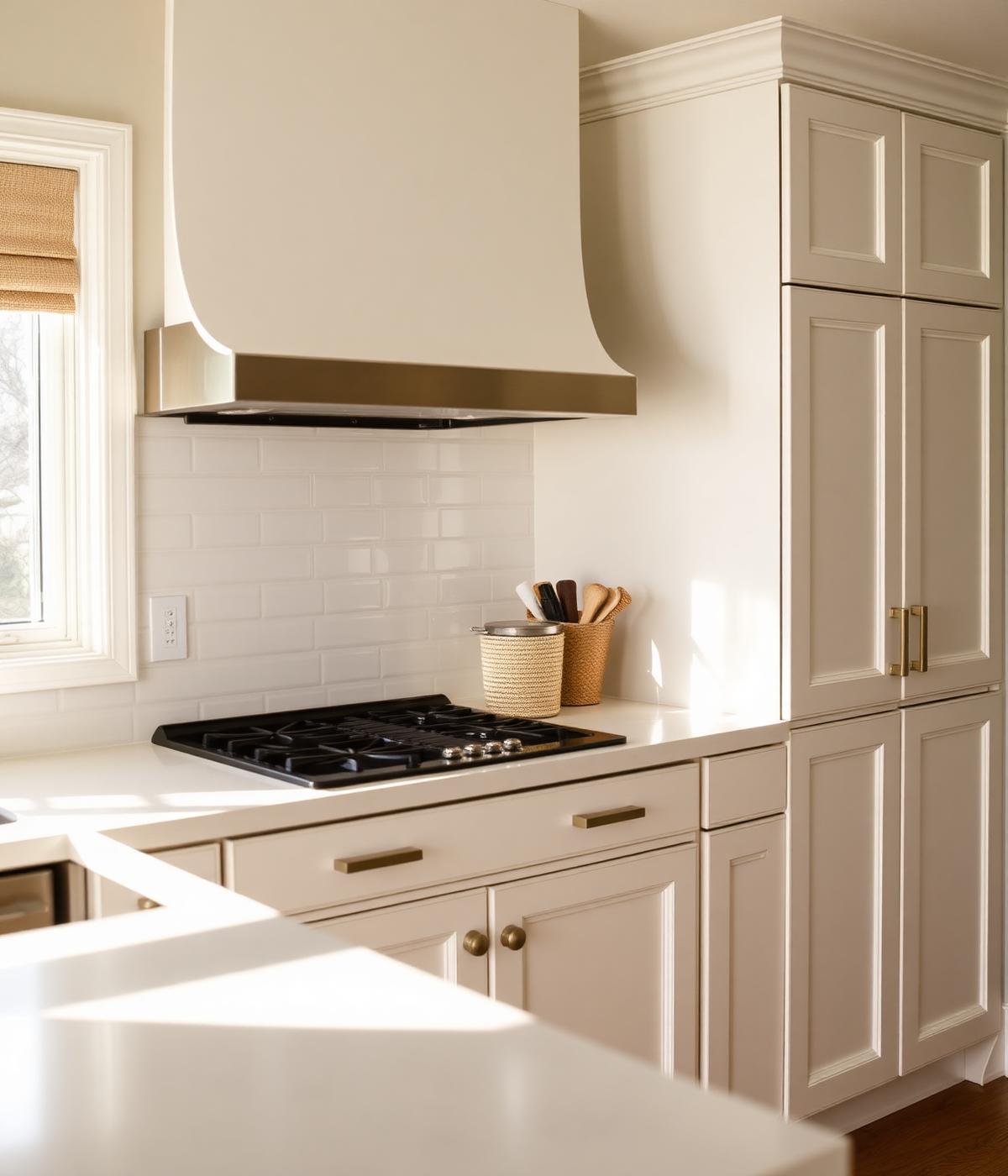 Kitchen cabinets painted a soft white