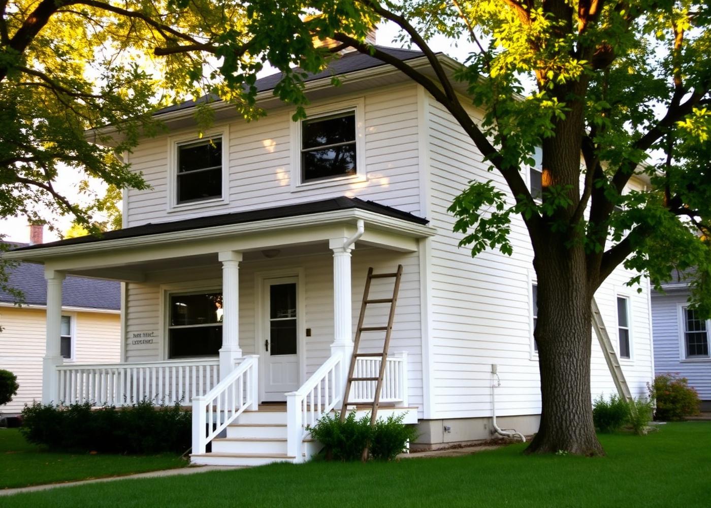 Home exterior with freshly painted siding and trim